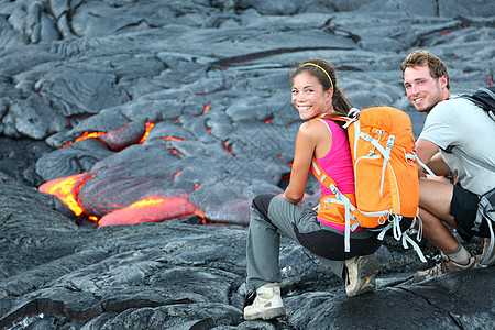夏威夷熔岩旅游远足肖像图片