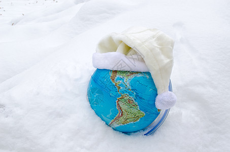 地球球球体雪雪雪库白顶概念图片
