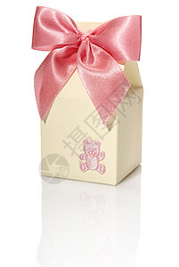 带粉红丝带和熊的礼品盒 粉色的 黄色的 包装纸 礼物盒图片