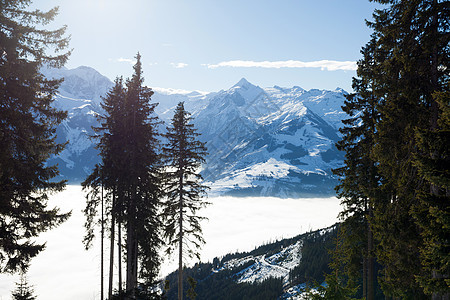 冬季与Kaprun度假村滑雪斜坡 阿尔卑斯山 缆车图片