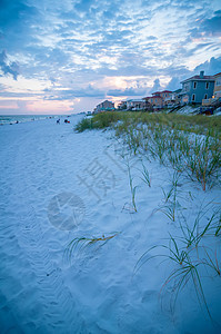佛罗里达海滩日落 白沙和蓝天空 海岸线 海岸图片