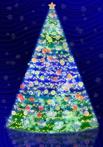 圣诞树 绘画 寒冷的 卡片 季节 火花 松树 圣诞节 蓝色的图片