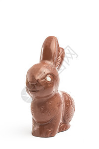 带白巧克力眼睛的牛奶巧克力兔子背景图片