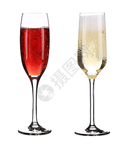 葡萄酒标签两杯香槟的满杯背景