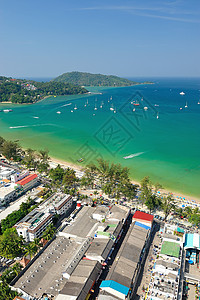 泰国普吉的巴顿热带海滩 从空中观察 芭东 自然图片