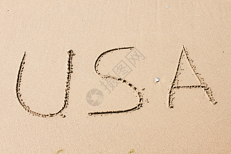 美国 写在沙沙滩上 手写 信 支撑 雕刻 概念上的 旅行图片