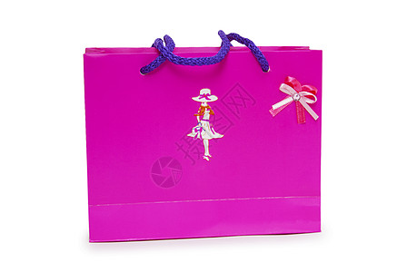 白色背景的粉红色礼物盒 奢华 惊喜 展示 丝带 爱背景图片