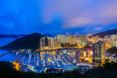 日落时香港台风避难所 中国 城市 城市景观 游艇图片