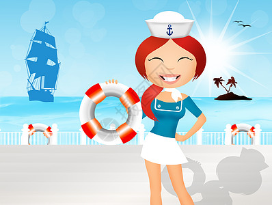 巡航 旅途愉快 纸船 救援 微笑 海 海洋 卡通片图片