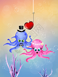 章章鱼夫妇插图图片