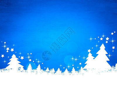 蓝色圣诞节背景 星星 圣诞老人 火花 冰 松树 插图 寒冷的图片