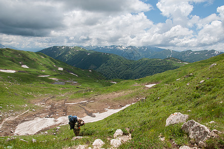 高加索自然保护区壮丽的山地风景图 健康的生活方式 夏天图片