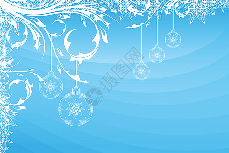 圣诞节背景 假期 花的 装饰品 球 插图 蓝色的背景图片