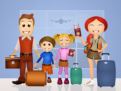 家人搭乘飞机背景图片