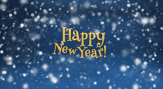 新年快乐 蓝底雪雪背景图片