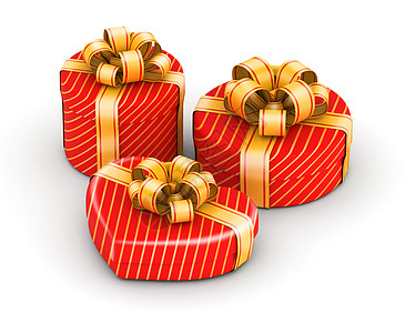 红色不同形状的礼品盒 圣诞节 心 黄色的 生日图片