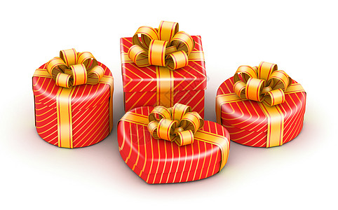 红色不同形状的礼品盒 生日 祝贺 开口 礼物盒 假期图片
