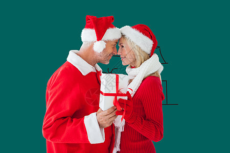 喜庆情侣的复合图像 庆祝 感情 爱 礼物 假期 圣诞节图片