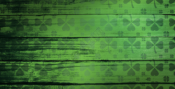 木板桌混凝土模式的复合图像 假期 木板 圣帕特里克 三叶草背景