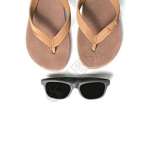 太阳镜和拖鞋 现代的 眼镜 人字拖 夏天 季节 假期背景图片
