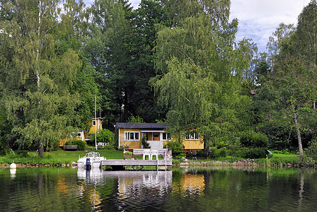 暑夏夜之家 码头 房子 克罗夫特 乡村 水边 独立屋 自然之美 瑞典文化图片