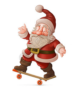 滑板上的圣诞老人 杂技 假期 插图 圣诞节背景图片