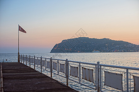 晚上停靠艾伦亚 夏天 沿海 旅游 海滩 热带 自然图片