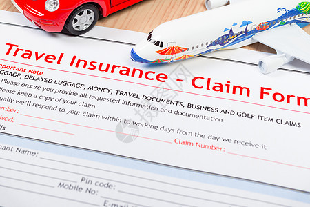 表 业务和地区表格上的旅行保险报销申请表 合法的 乘客图片