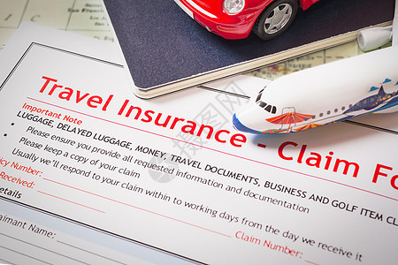表 业务和地区表格上的旅行保险报销申请表 假期 商业图片