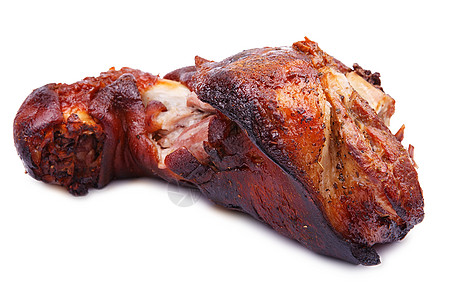 孤立在白色背景上的烤猪肘 服务 红润 肉 开胃图片