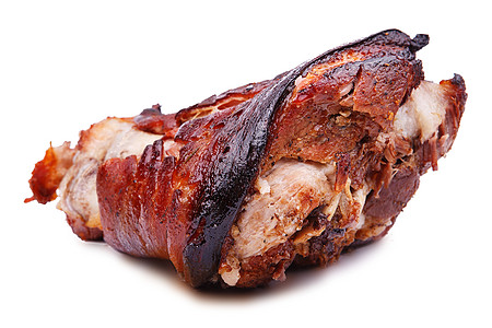 孤立在白色背景上的烤猪肘 吃 服务 红润 烤的图片