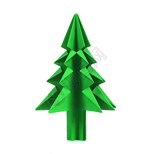 圣诞树折纸 冷杉 艺术 假期 绿色的 新年背景图片
