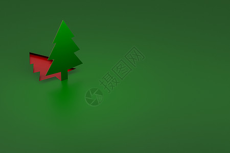 绿色圣诞树从剪纸 3d 渲染中弹出图片