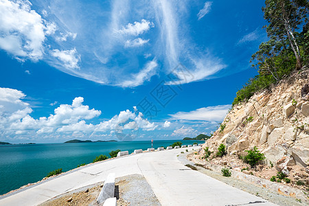 海水江崖南杜岛 船 坚江 椰子树 树 旅行 云 海景 蓝色的 放松背景