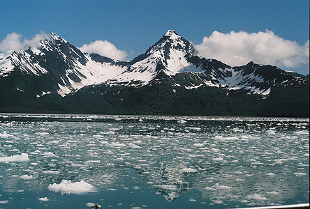 斯沃德阿拉斯加山脉附近海洋中漂浮的冰块图片
