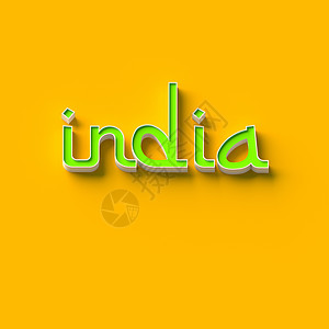 3D 渲染单词 indi 文化 旅行 精神 卡片背景图片