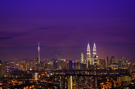马来西亚首都吉隆坡天际夜图片