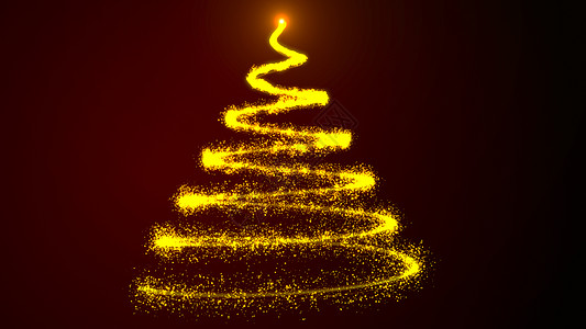 圣诞树插画闪亮的圣诞树与粒子 数码插画 火花 雪 辉光背景