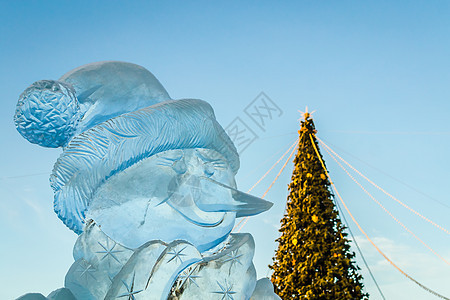城市中的冰雕 魔法 建筑学 寒冷的 艺术 冰灯 文化背景图片