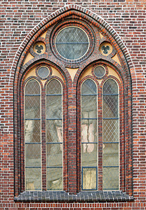 哥特大教堂窗户 砖 户外 窗扇 天主教 竖框 建筑学背景图片