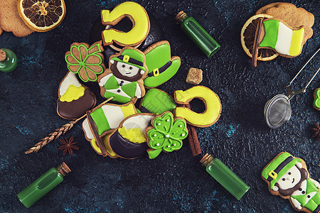 Patrick日的姜饼饼干 魔法 运气 爱尔兰 帽子图片