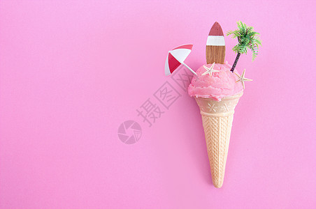 夏季冰淇淋 小吃 平铺 浆果 假期 海星 草莓 广告背景图片