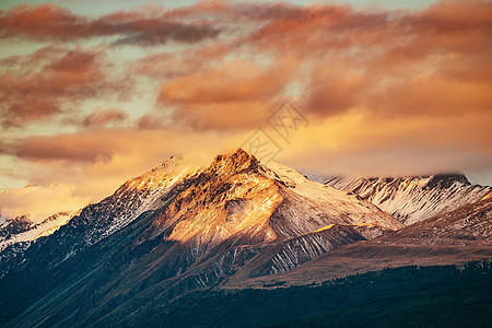 新西兰库克山和拉佩罗斯山峰日落 高山 亚洲 南部图片