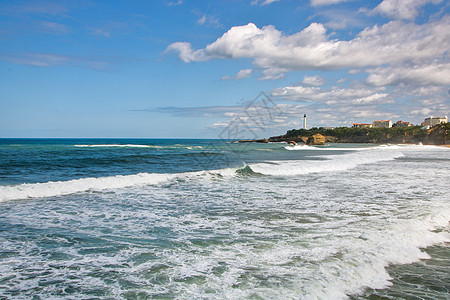 拉大海 比亚里兹的海滩 海滨 全景 天 国家 海浪图片