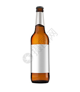 白背景孤立的啤酒瓶装酒图片