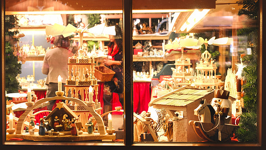 圣诞店窗口商店的玻璃店市场背景 全年市场背景 图片