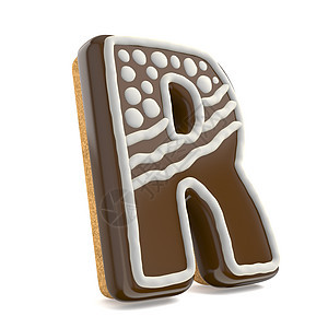 巧克力的字母 R 圣诞红姜饼字体装饰 线条背景图片