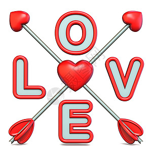 爱与交叉丘比特箭头 3 的文本 情人节 卡片 插图图片