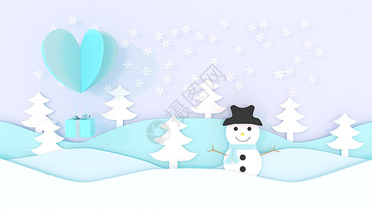 3d 渲染3d 插画家用心发送礼物 圣诞节和新年节日山景和自然景观 白色的 蓝色的图片