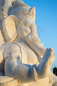 印度神象头神的雕像 Ganesha 节期间艺术家工作坊中的特写 亚洲图片